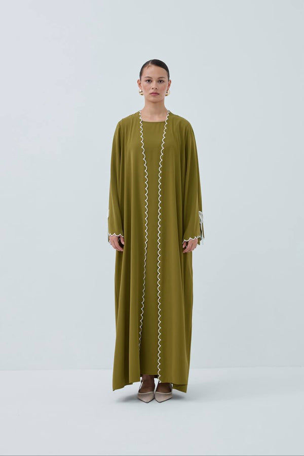 Classic Abaya with White Detailing